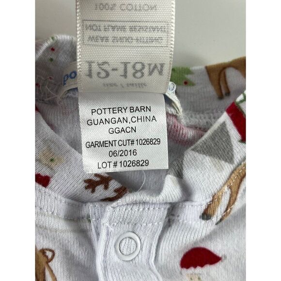 Pottery Barn Kids Santa Christmas Sleeper Footie Pajamas Size 12-18 Months - Picture 6 of 6